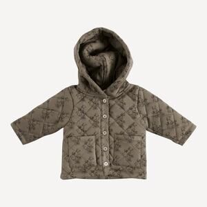 Kate Quinn Quilted Hoodie Jacket Neutral Forest Daisy Size 3T